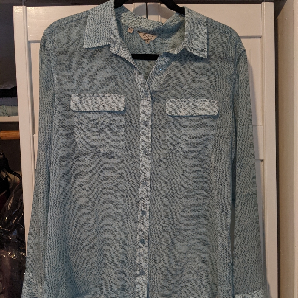 Blue Guess button down shirt
